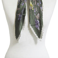 プリーツ加工ボタニカル柄スカーフ 2021AW売れ筋トレンド新作 薄手細幅