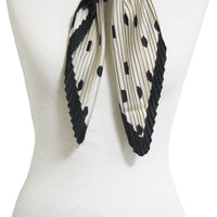 プリーツ加工水玉柄スカーフ 2021AW売れ筋トレンド新作 薄手細幅