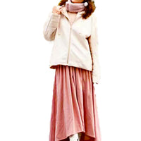 フード、ファースナ付きスエード調X中綿切り替えジャンパ