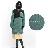 もこもこループボアコンビソフトタッチスエード調軽量キルトコート