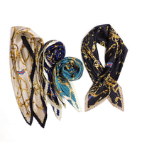 プリーツ加工ベルト柄スカーフ 2021AW売れ筋トレンド新作 薄手細幅チェーン