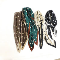 プリーツ加工水玉柄スカーフ 2021AW売れ筋トレンド新作 薄手細幅