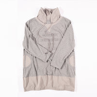 凹凸英文字プリント裾異素材切替カットソーロングプルオーバ