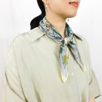 プリーツ加工ボタニカル柄スカーフ 2021AW売れ筋トレンド新作 薄手細幅