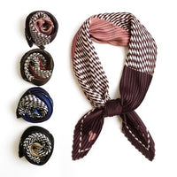 プリーツ加工幾何ブロック柄スカーフ 2021AW売れ筋トレンド新作