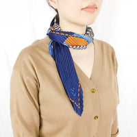 プリーツ加工幾何ブロック柄スカーフ 2021AW売れ筋トレンド新作