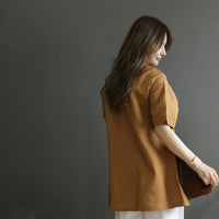 麻混 サイドアコーディオンプリーツスリットチュニック