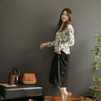 長袖 ドット柄 凹凸感のあるジャガード トップス レディース