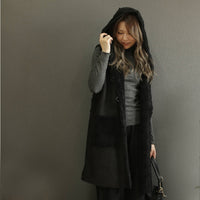 スエード調 裏ボアロングベスト