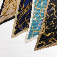 プリーツ加工ベルト柄スカーフ 2021AW売れ筋トレンド新作 薄手細幅チェーン