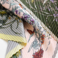プリーツ加工ボタニカル柄スカーフ 2021AW売れ筋トレンド新作 薄手細幅