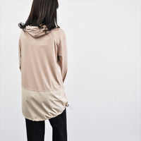 ツートーン パーカー 薄手 裾絞り レディース テールカット M~L 旅行 お出かけ 日よけ UV対策 寒さ対策 アウトドア 春 秋 冬 asone femme アズワンファム