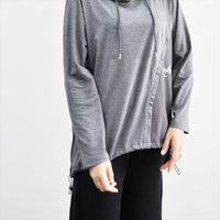 ツートーン パーカー 薄手 裾絞り レディース テールカット M~L 旅行 お出かけ 日よけ UV対策 寒さ対策 アウトドア 春 秋 冬 asone femme アズワンファム