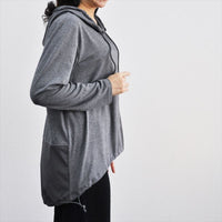 ツートーン パーカー 薄手 裾絞り レディース テールカット M~L 旅行 お出かけ 日よけ UV対策 寒さ対策 アウトドア 春 秋 冬 asone femme アズワンファム