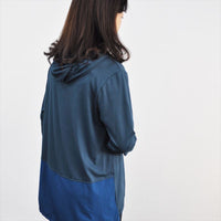 ツートーン パーカー 薄手 裾絞り レディース テールカット M~L 旅行 お出かけ 日よけ UV対策 寒さ対策 アウトドア 春 秋 冬 asone femme アズワンファム