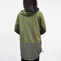 ツートーン パーカー 薄手 裾絞り レディース テールカット M~L 旅行 お出かけ 日よけ UV対策 寒さ対策 アウトドア 春 秋 冬 asone femme アズワンファム