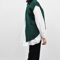 セーター ニット レディース 重ね着風 ベスト ドッキング トップス お洒落 シンプル フェミニン きれいめ 重ね着風 ニット シャツ 布帛 長袖 トップス 春 グレー ブラック グリーン ベージュ asone femme アズワンファム