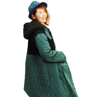 もこもこループボアコンビソフトタッチスエード調軽量キルトコート