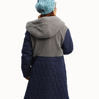 もこもこループボアコンビソフトタッチスエード調軽量キルトコート