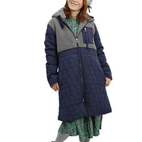 もこもこループボアコンビソフトタッチスエード調軽量キルトコート