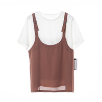 【5と0のつく日ポイント+5倍】【春夏物】レディースベスト&Tシャツアンサンブルサマーセットカジュアルトップスレイヤード2点セット重ね着母の日プレゼント送料無料