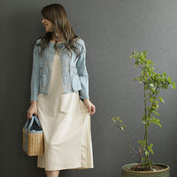 レディース和調刺繍5分袖ブラウス女性